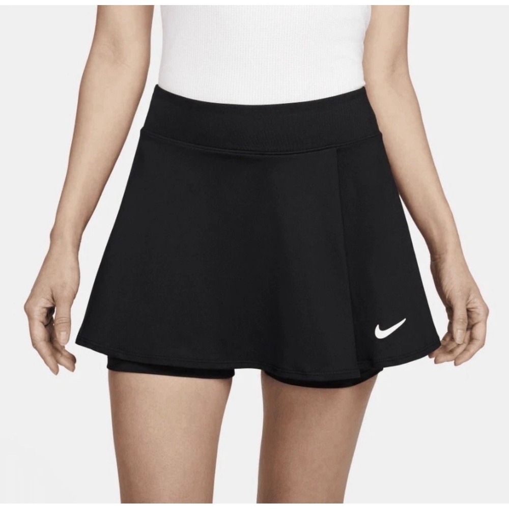 NIKE Women's Court Victory Flouncy Tennis Skirt Skort XS Black Dri-FIT NWT